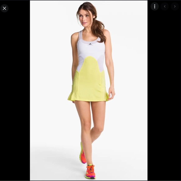 Adidas Stella McCartney Barricade Tennis Dress Sz 36 RunYellow/Powder White - Picture 2 of 13
